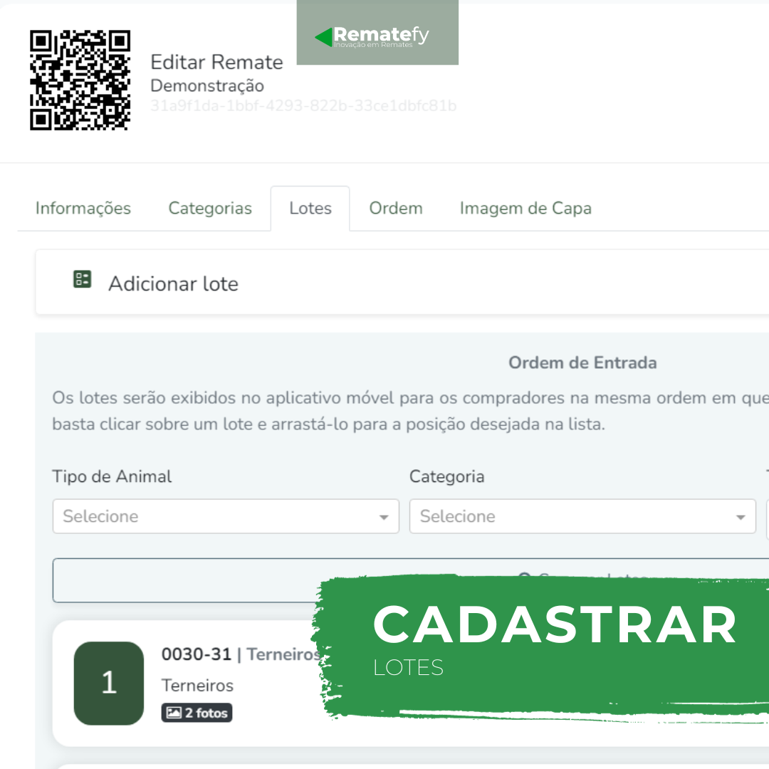 Como Cadastrar Lotes para Remate de Gado Geral