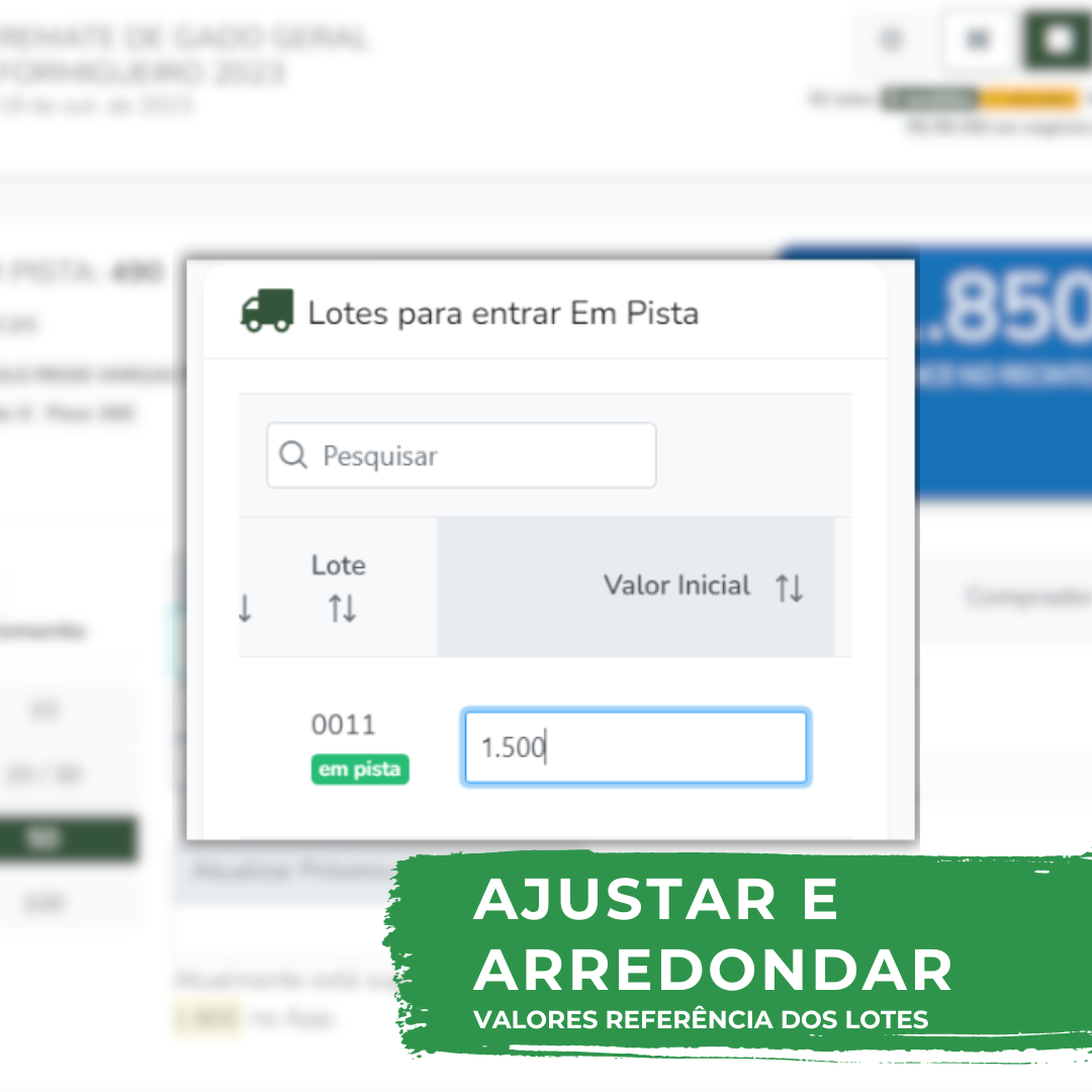 Ajustar e arredondar os valores referência nos lotes