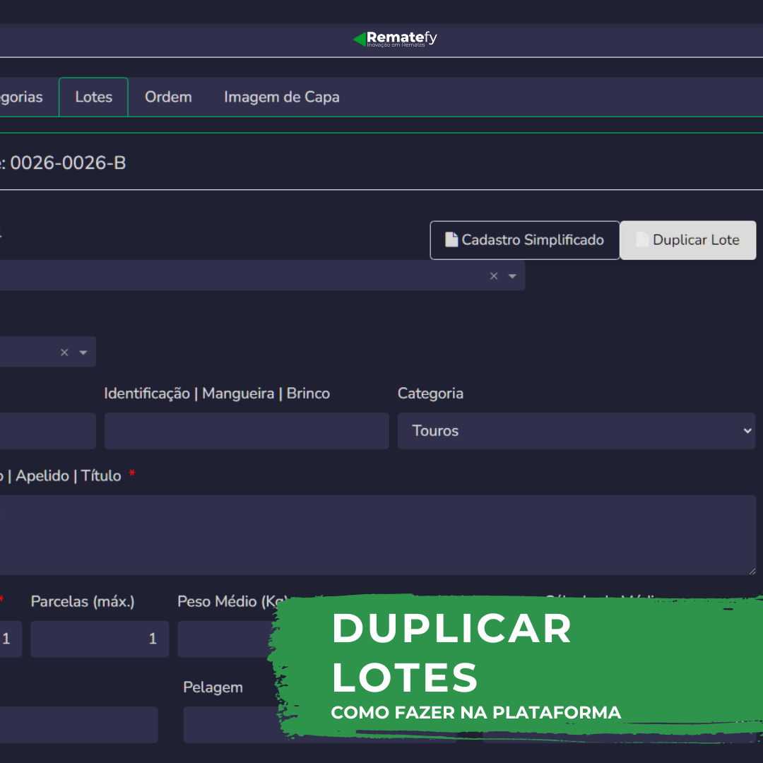 Como duplicar lotes na Plataforma?
