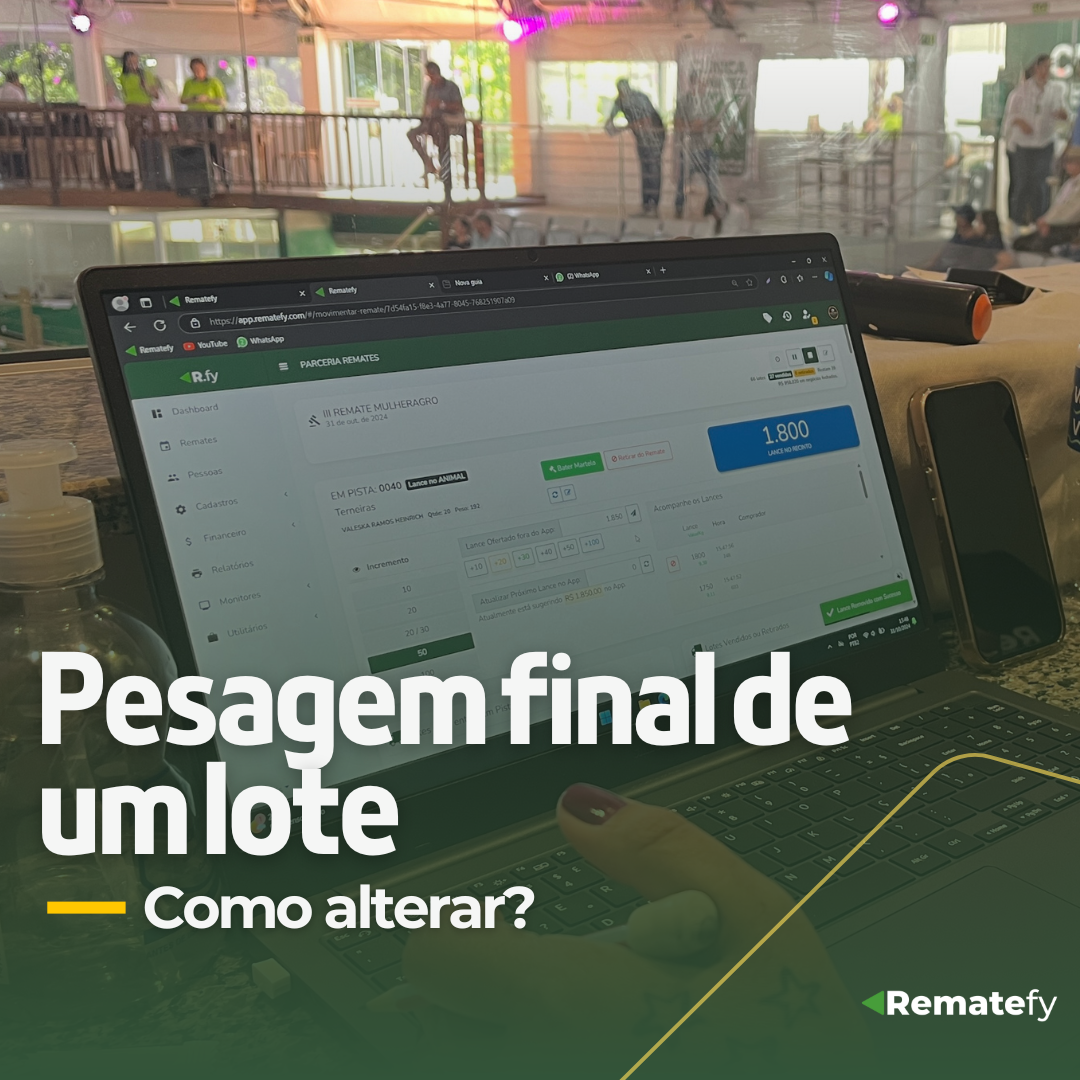 Como alterar a pesagem final de um lote?