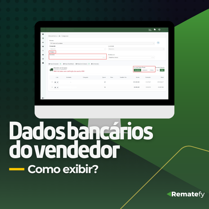 Como exibir os dados bancários do vendedor no mapa de compras