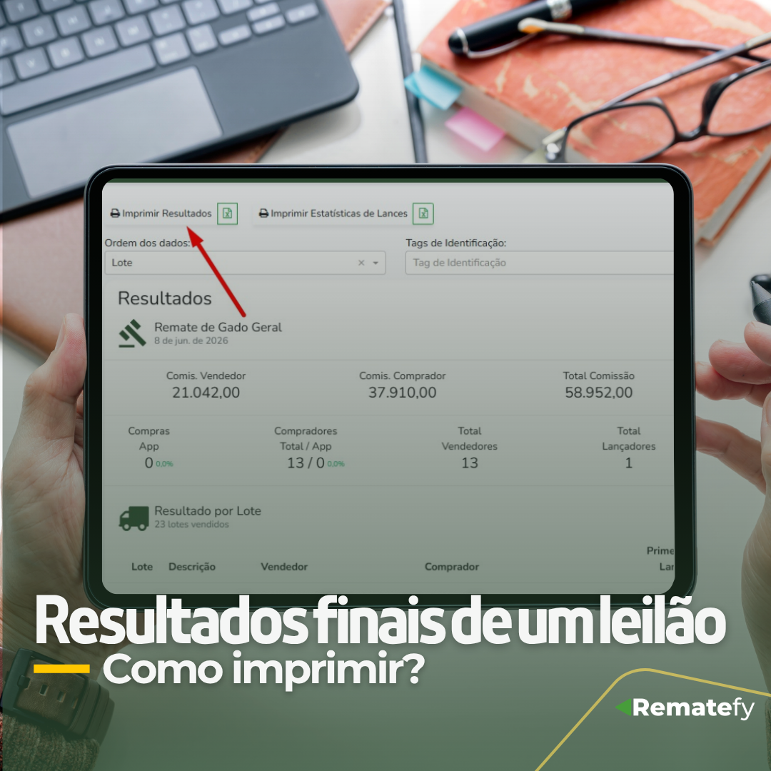 Como imprimir resultados finais de um leilão